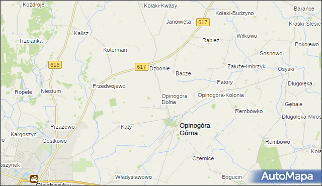 mapa Opinogóra Dolna, Opinogóra Dolna na mapie Targeo