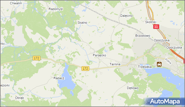 mapa Parsęcko, Parsęcko na mapie Targeo