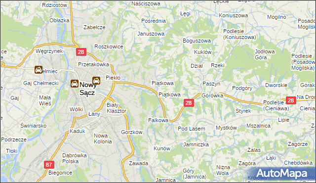 mapa Piątkowa gmina Chełmiec, Piątkowa gmina Chełmiec na mapie Targeo