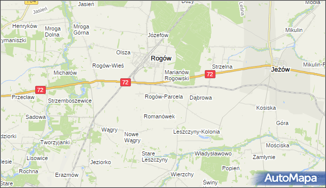 mapa Popień gmina Rogów, Popień gmina Rogów na mapie Targeo