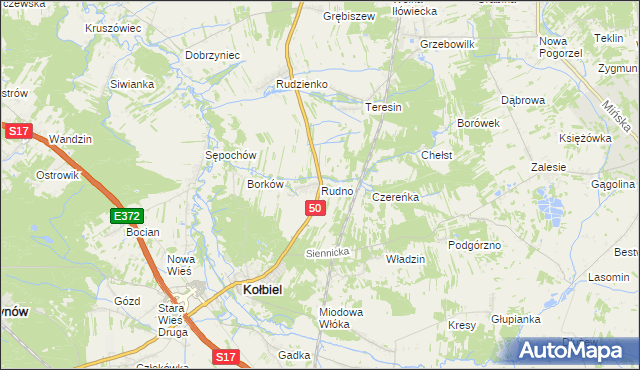 mapa Rudno gmina Kołbiel, Rudno gmina Kołbiel na mapie Targeo