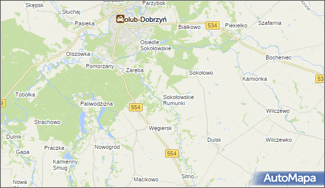 mapa Sokołowskie Rumunki, Sokołowskie Rumunki na mapie Targeo