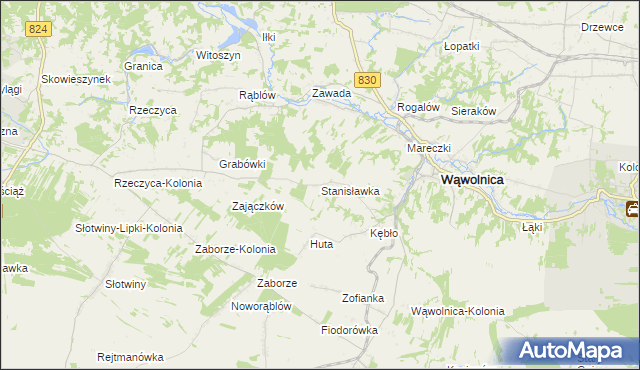 mapa Stanisławka gmina Wąwolnica, Stanisławka gmina Wąwolnica na mapie Targeo