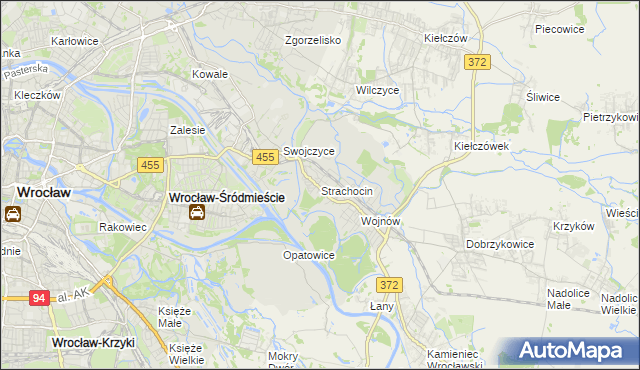 mapa Strachocin gmina Wrocław, Strachocin gmina Wrocław na mapie Targeo