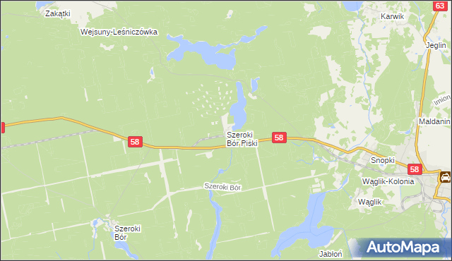 mapa Szeroki Bór Piski, Szeroki Bór Piski na mapie Targeo
