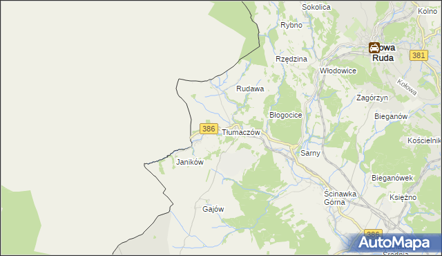 mapa Tłumaczów, Tłumaczów na mapie Targeo