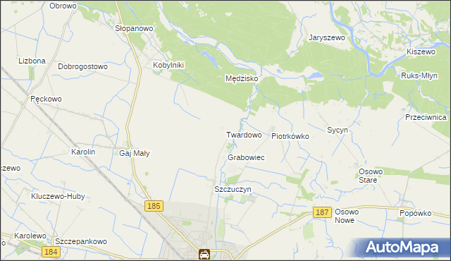 mapa Twardowo gmina Szamotuły, Twardowo gmina Szamotuły na mapie Targeo