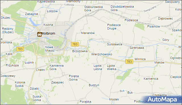 mapa Wierzchowisko gmina Wolbrom, Wierzchowisko gmina Wolbrom na mapie Targeo