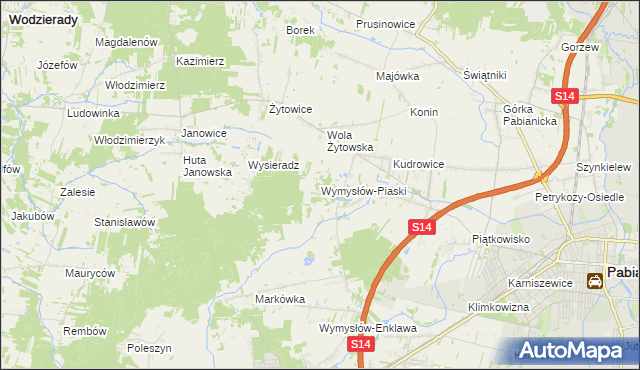 mapa Wymysłów-Piaski, Wymysłów-Piaski na mapie Targeo