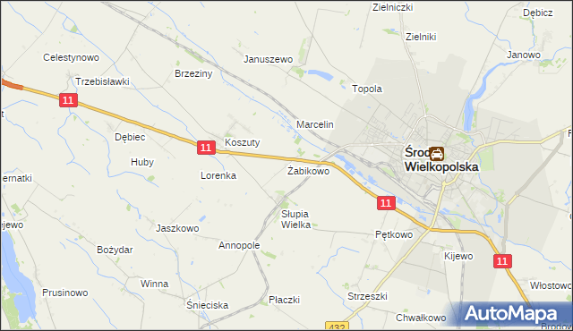 mapa Żabikowo, Żabikowo na mapie Targeo