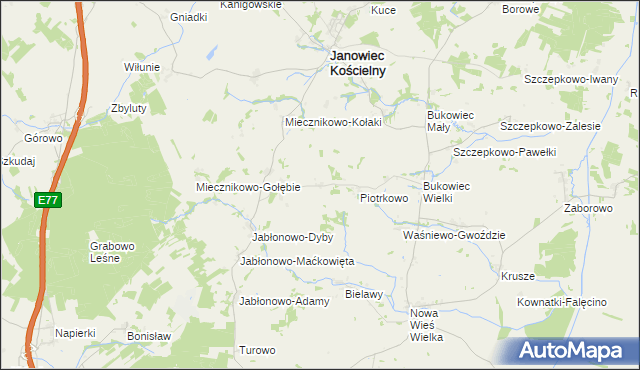 mapa Żabino-Arguły, Żabino-Arguły na mapie Targeo