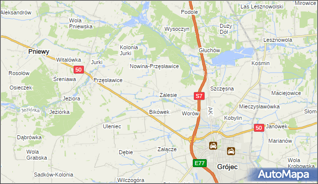 mapa Zalesie gmina Grójec, Zalesie gmina Grójec na mapie Targeo