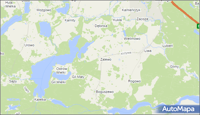 mapa Zalewo gmina Miłomłyn, Zalewo gmina Miłomłyn na mapie Targeo