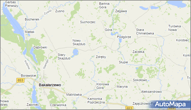 mapa Zdręby, Zdręby na mapie Targeo