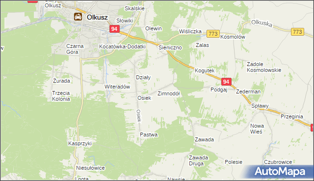 mapa Zimnodół, Zimnodół na mapie Targeo