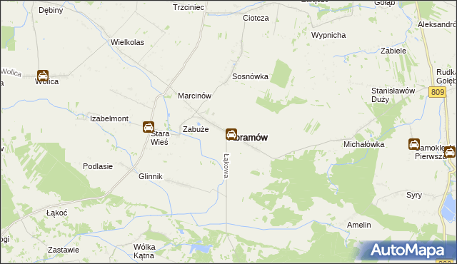 mapa Abramów powiat lubartowski, Abramów powiat lubartowski na mapie Targeo