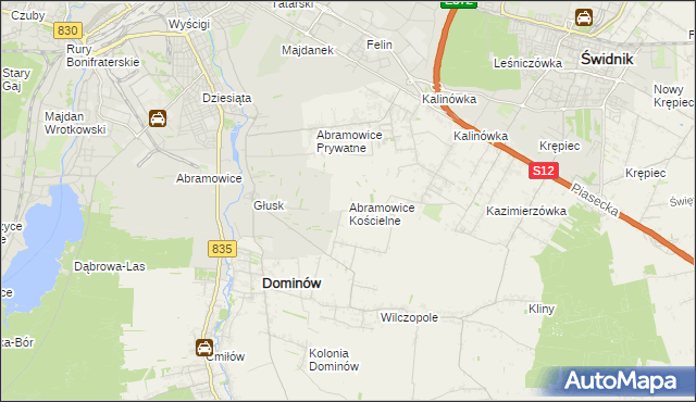 mapa Abramowice Kościelne, Abramowice Kościelne na mapie Targeo