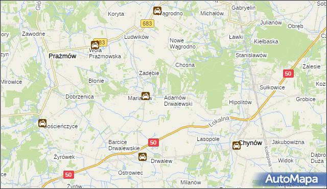 mapa Adamów Drwalewski, Adamów Drwalewski na mapie Targeo