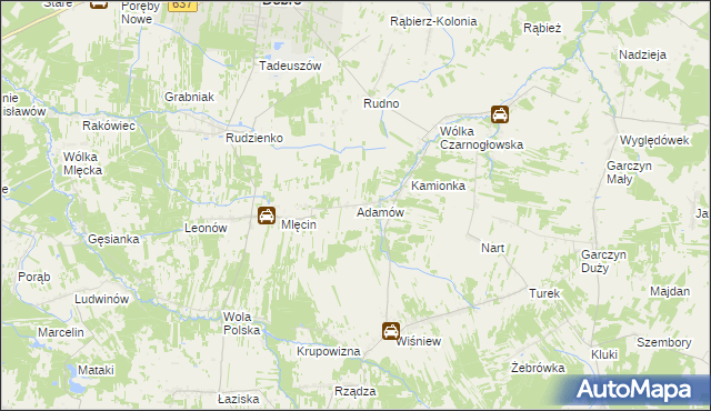 mapa Adamów gmina Dobre, Adamów gmina Dobre na mapie Targeo