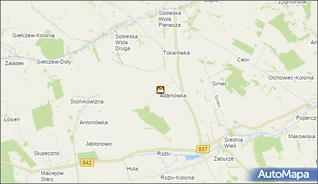 mapa Adamówka gmina Żółkiewka, Adamówka gmina Żółkiewka na mapie Targeo