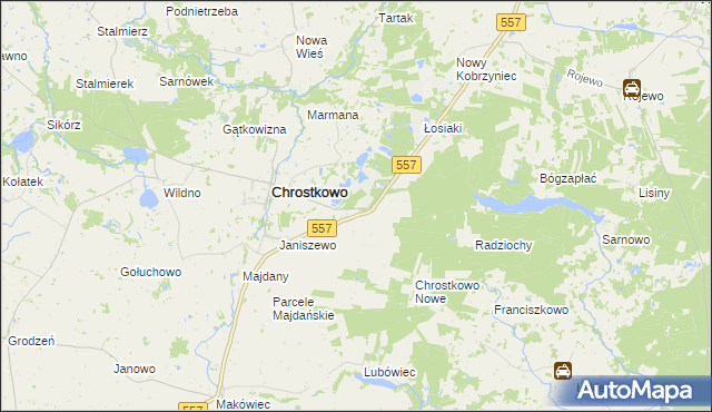 mapa Adamowo gmina Chrostkowo, Adamowo gmina Chrostkowo na mapie Targeo