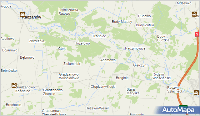 mapa Adamowo gmina Strzegowo, Adamowo gmina Strzegowo na mapie Targeo