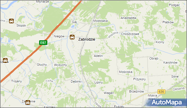 mapa Adelin gmina Zabrodzie, Adelin gmina Zabrodzie na mapie Targeo