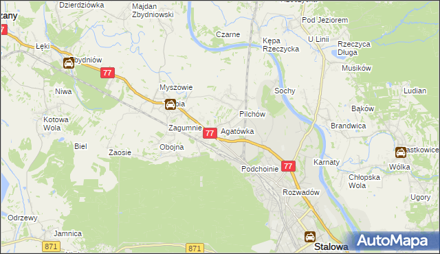 mapa Agatówka gmina Zaleszany, Agatówka gmina Zaleszany na mapie Targeo