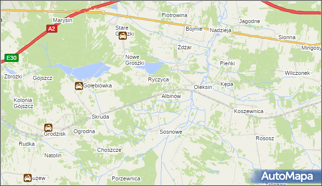 mapa Albinów gmina Kotuń, Albinów gmina Kotuń na mapie Targeo