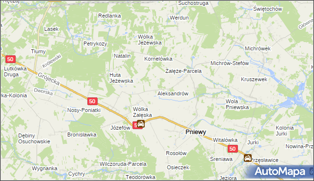 mapa Aleksandrów gmina Pniewy, Aleksandrów gmina Pniewy na mapie Targeo