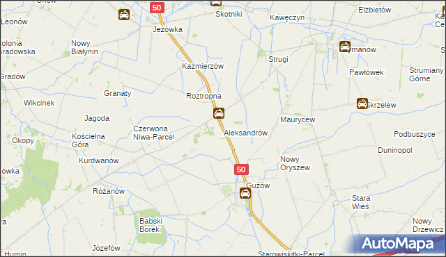 mapa Aleksandrów gmina Wiskitki, Aleksandrów gmina Wiskitki na mapie Targeo