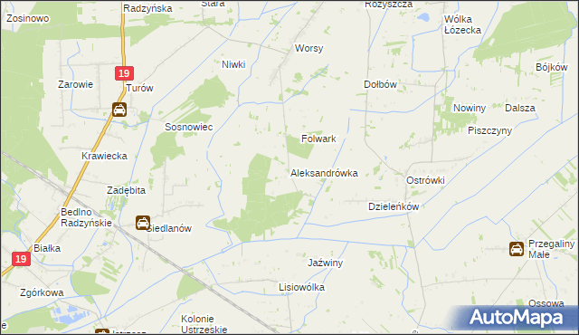 mapa Aleksandrówka gmina Drelów, Aleksandrówka gmina Drelów na mapie Targeo