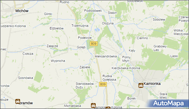 mapa Aleksandrówka gmina Michów, Aleksandrówka gmina Michów na mapie Targeo