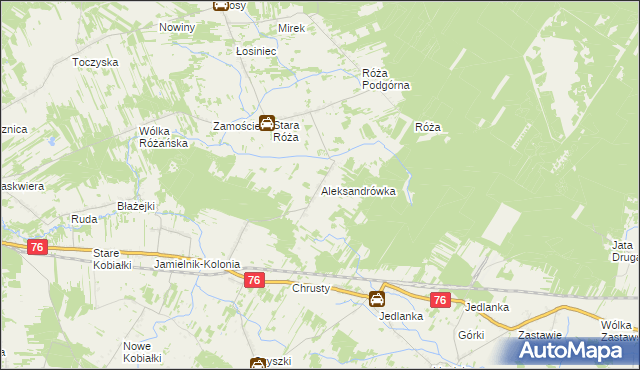 mapa Aleksandrówka gmina Stoczek Łukowski, Aleksandrówka gmina Stoczek Łukowski na mapie Targeo