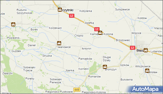 mapa Antonin gmina Szczytniki, Antonin gmina Szczytniki na mapie Targeo