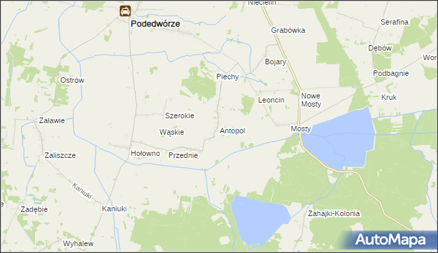 mapa Antopol gmina Podedwórze, Antopol gmina Podedwórze na mapie Targeo