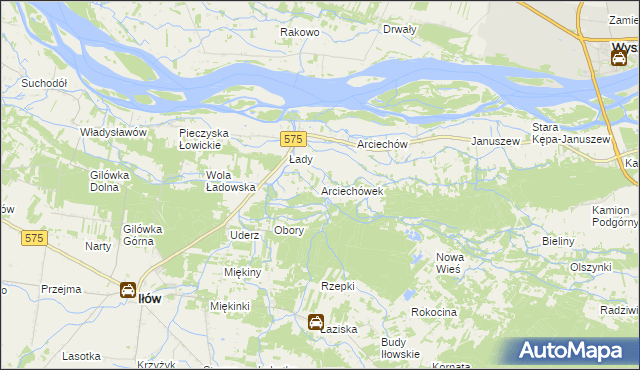 mapa Arciechówek, Arciechówek na mapie Targeo