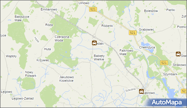 mapa Babięty Wielkie, Babięty Wielkie na mapie Targeo