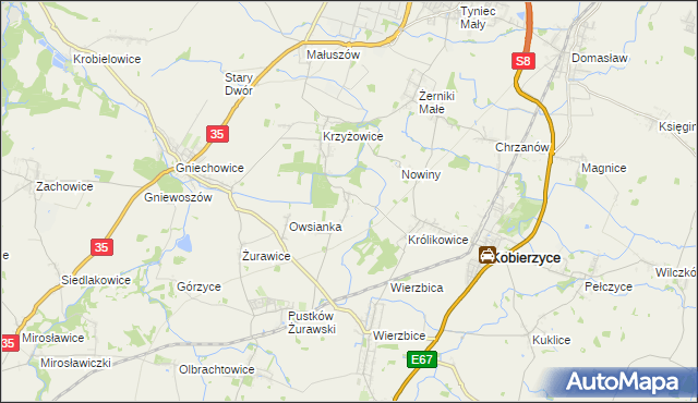 mapa Bąki gmina Kobierzyce, Bąki gmina Kobierzyce na mapie Targeo