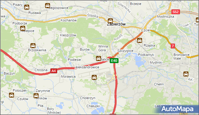 mapa Balice gmina Zabierzów, Balice gmina Zabierzów na mapie Targeo