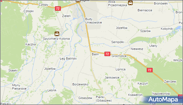 mapa Balin gmina Poddębice, Balin gmina Poddębice na mapie Targeo