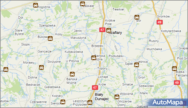 mapa Bańska Niżna, Bańska Niżna na mapie Targeo