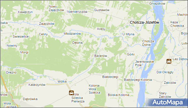 mapa Baranów gmina Chotcza, Baranów gmina Chotcza na mapie Targeo