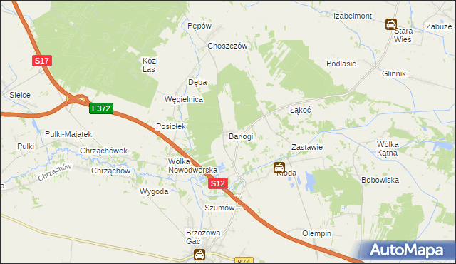 mapa Barłogi gmina Kurów, Barłogi gmina Kurów na mapie Targeo