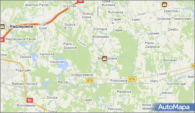 mapa Bartoszówka gmina Żabia Wola, Bartoszówka gmina Żabia Wola na mapie Targeo