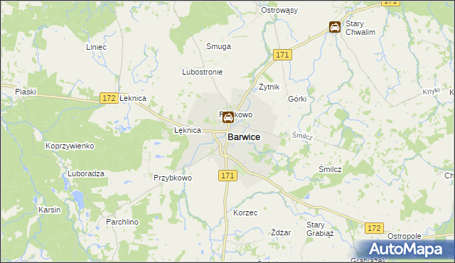 mapa Barwice, Barwice na mapie Targeo
