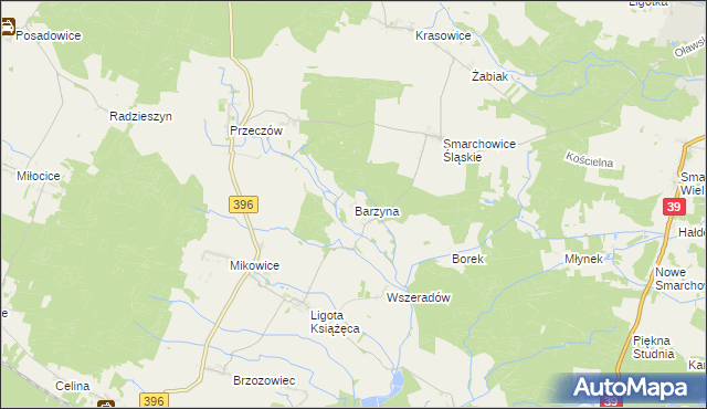 mapa Barzyna gmina Namysłów, Barzyna gmina Namysłów na mapie Targeo