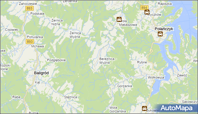 mapa Bereżnica Wyżna, Bereżnica Wyżna na mapie Targeo