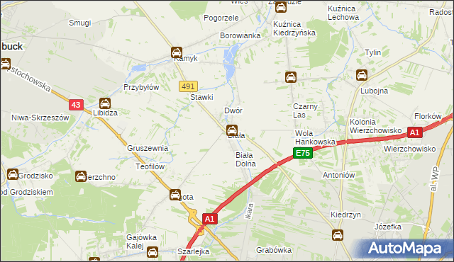 mapa Biała gmina Kłobuck, Biała gmina Kłobuck na mapie Targeo