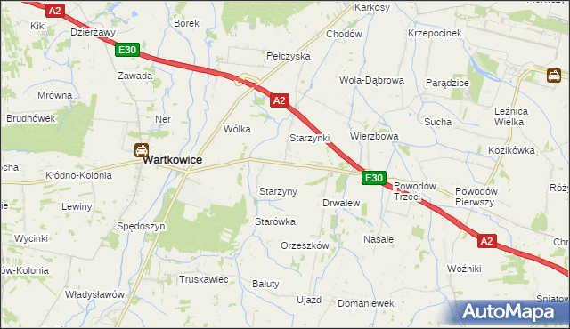 mapa Biała Góra gmina Wartkowice, Biała Góra gmina Wartkowice na mapie Targeo